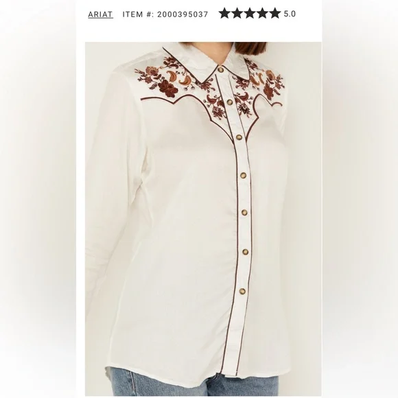 ARIAT WOMEN'S ELSA FLORAL EMBROIDERED LONG SLEEVE SNAP WESTERN SHIRT. XS - Picture 2 of 9
